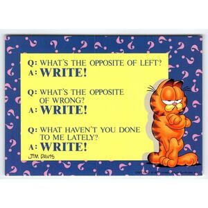 Garfield Cat Postcard Many Question Marks Jim Davis Comic Orange 1978 Vintage